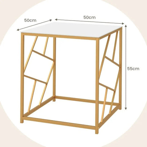 Elegant and Versatile Side table with Geometric Frame and Tempered Glass Top