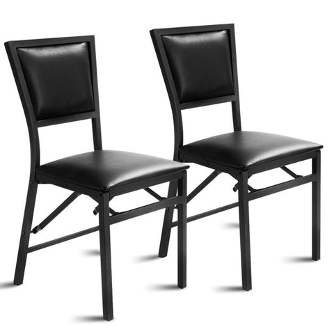 All Black Set of 2 Dining Chairs with Folding Function