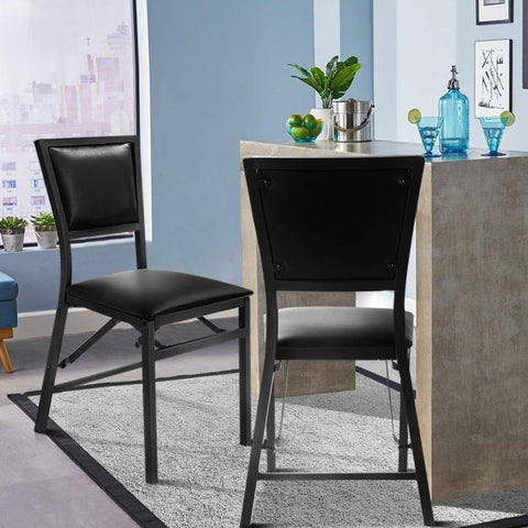 All Black Set of 2 Dining Chairs with Folding Function