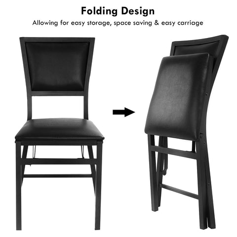 All Black Set of 2 Dining Chairs with Folding Function