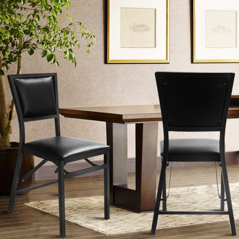 All Black Set of 2 Dining Chairs with Folding Function