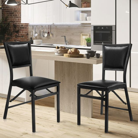 All Black Set of 2 Dining Chairs with Folding Function