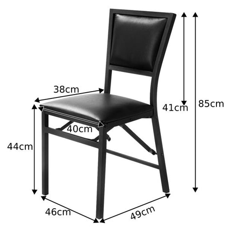All Black Set of 2 Dining Chairs with Folding Function
