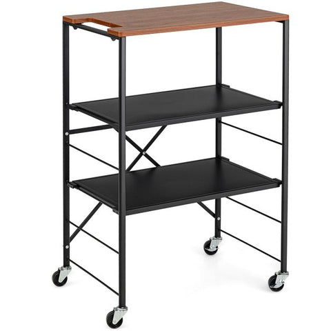 Simple and Minimalistic Mobile Storage Cart with Steel Frame and Movable Shelves