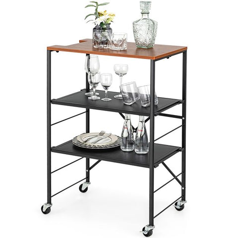 Simple and Minimalistic Mobile Storage Cart with Steel Frame and Movable Shelves
