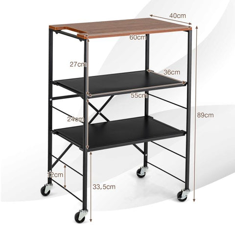 Simple and Minimalistic Mobile Storage Cart with Steel Frame and Movable Shelves