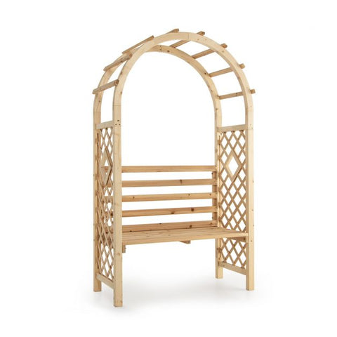Decorative Multifunction Fir Wood Pergola Arch with Sitting Bench
