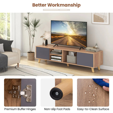 Modern and Elegant TV Stand with Cable Holes and Shelf with 65 inch Capacity