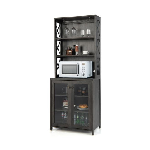 Versatile Freestanding Kitchen Bar Cabinet with Stylish Design in Grey