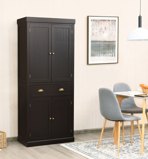 Multi-purpose Tall Kitchen Sideboard with Moveable Shelves and Sleek Doors