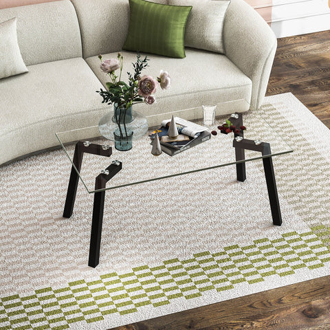 Practical and Versatile Tempered Glass Coffee Table with Sturdy Metal Frame
