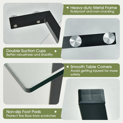 Practical and Versatile Tempered Glass Coffee Table with Sturdy Metal Frame