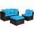 Garden Wicker Conversation Furniture Set with soft cushions and pillow in White