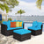 Garden Wicker Conversation Furniture Set with soft cushions and pillow in White