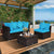 Garden Wicker Conversation Furniture Set with soft cushions and pillow in White