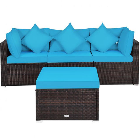 Garden Wicker Conversation Furniture Set with soft cushions and pillow in White