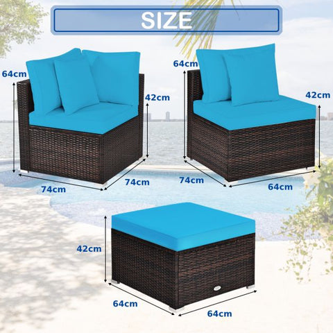 Garden Wicker Conversation Furniture Set with soft cushions and pillow in White
