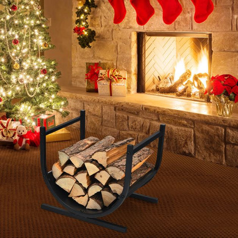 Patio Firewood Rack with U-Shaped Design and Handles