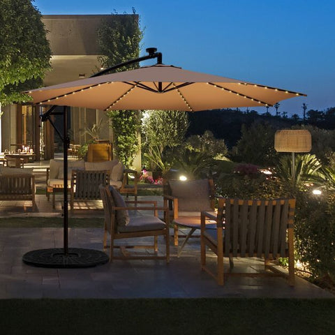 Garden 303CM Solar Powered Umbrella with 112 LED and Tilt Function