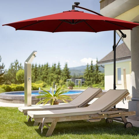 Garden 303CM Solar Powered Umbrella with 112 LED and Tilt Function