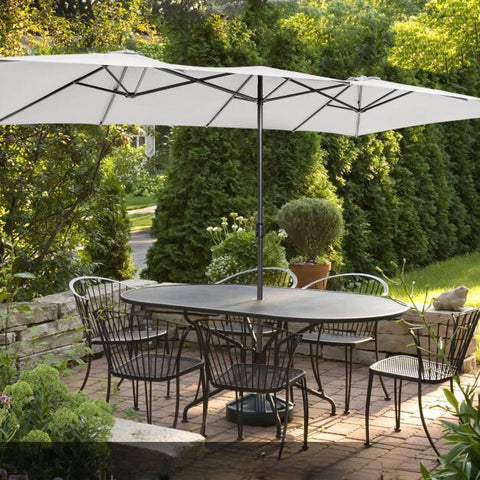 Garden 4.3m Crank Handle Umbrella with Double-Sided Design