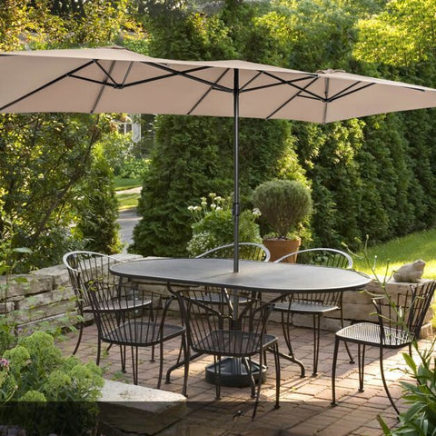 Garden 4.3m Crank Handle Umbrella with Double-Sided Design