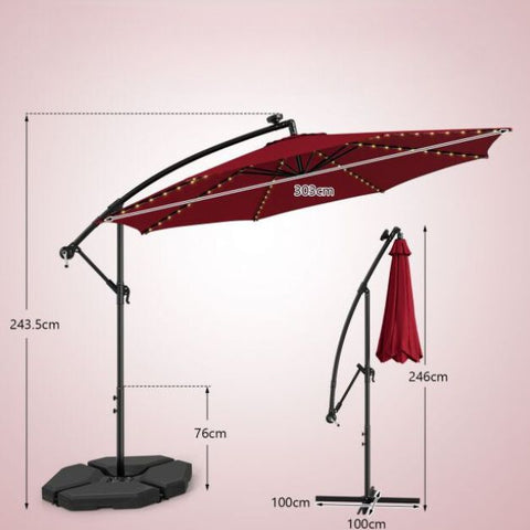 Garden 303CM Solar Powered Umbrella with 112 LED and Tilt Function