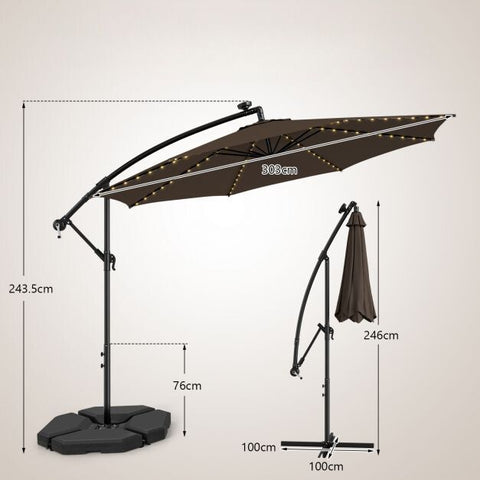 Garden 303CM Solar Powered Umbrella with 112 LED and Tilt Function