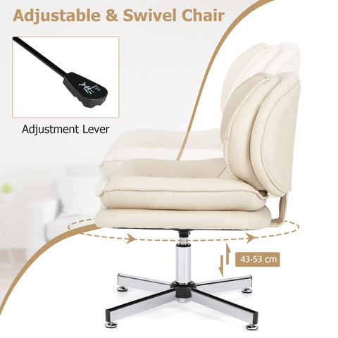 Double-Cushioned Multi-Function Office Chair with Ergonomic Design in Beige