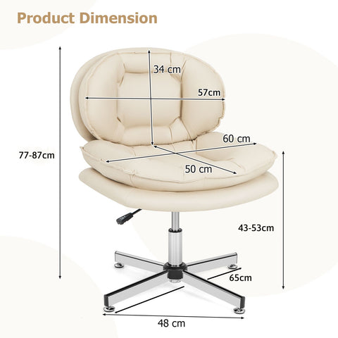 Double-Cushioned Multi-Function Office Chair with Ergonomic Design in Beige