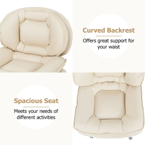 Double-Cushioned Multi-Function Office Chair with Ergonomic Design in Beige