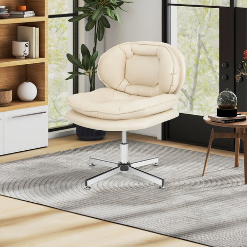 Double-Cushioned Multi-Function Office Chair with Ergonomic Design in Beige