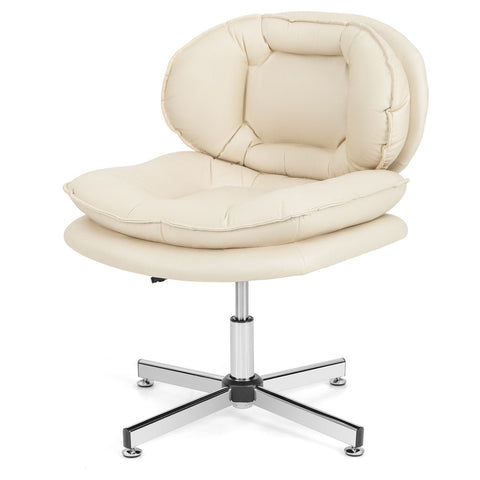 Double-Cushioned Multi-Function Office Chair with Ergonomic Design in Beige