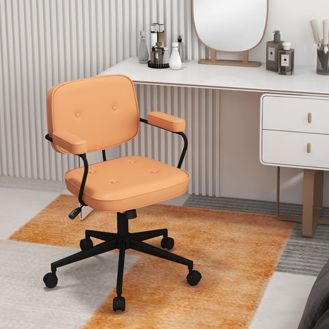 Height-Adjustable Swivel Leisure Chair with Upholstered Material in Orange
