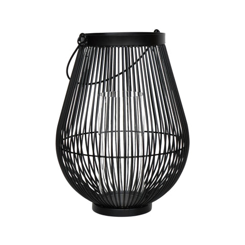 Outdoor Lantern with Metal Frame and Glass Insert in Black
