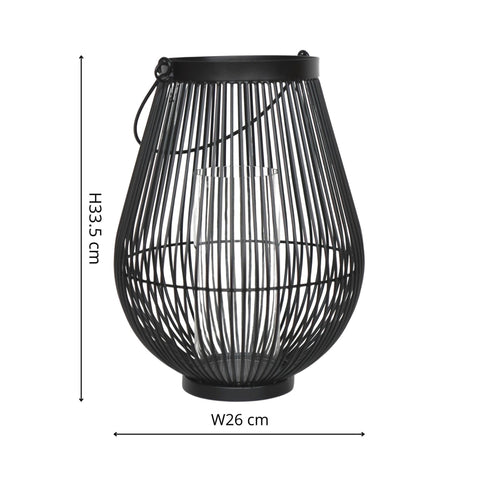 Outdoor Lantern with Metal Frame and Glass Insert in Black