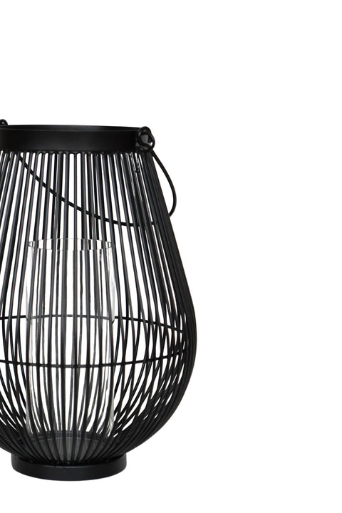 Outdoor Lantern with Metal Frame and Glass Insert in Black