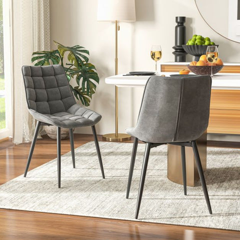 Velvet Set of 2 Dining Chairs in Grey