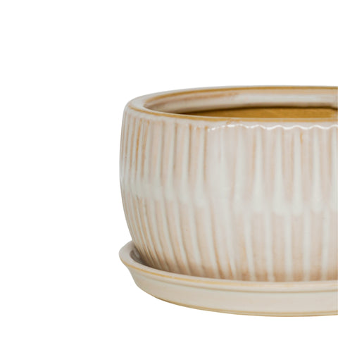 Dazzling set of 2 Indoor Bonsai Planters with Reactive Glaze in White