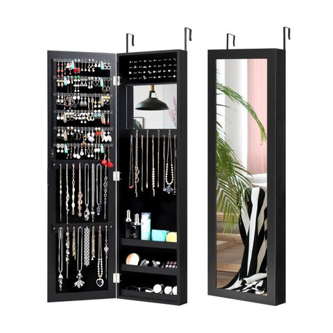 Practical Wall Mounted Jewellery Cabinet with Full-Length Mirror