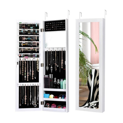 Practical Wall Mounted Jewellery Cabinet with Full-Length Mirror