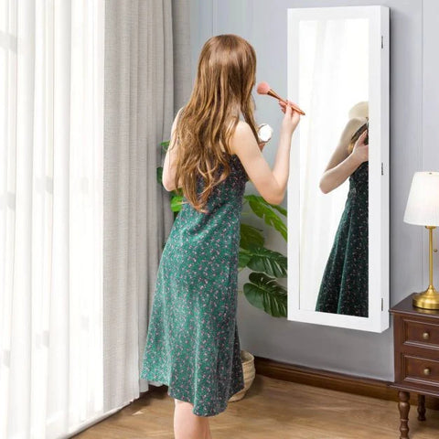 Practical Wall Mounted Jewellery Cabinet with Full-Length Mirror
