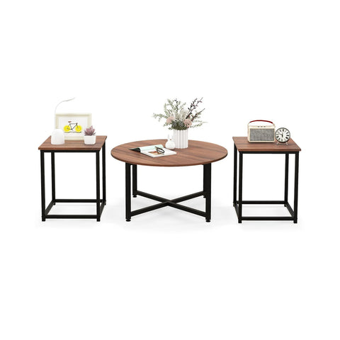 Versatile and Modern 3 Piece Coffee Table with Metal Frame