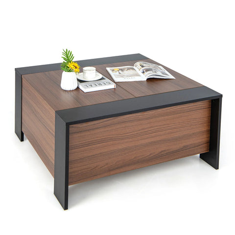 Practical and Stylish Sliding Coffee Table with Square Design and Hidden Storage