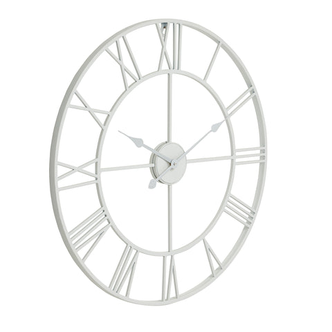 Contemporary and Elegant Wall Clock with Roman Numerals in White