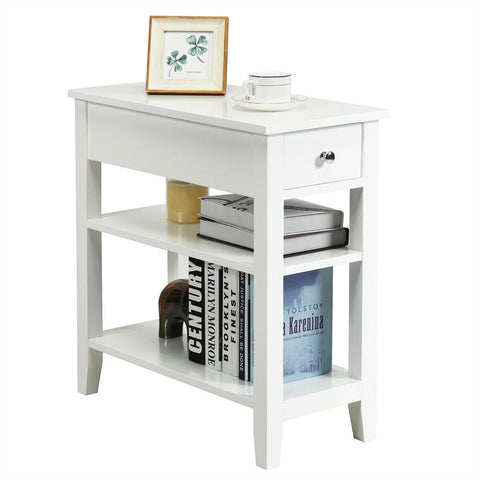 Compact and Stylish Wooden Side Table with 3 Tier Design and Ample Storage