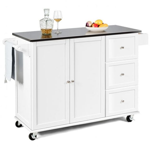 Elegant Kitchen Island Cart with Sleek Modern Design and Multiple Storage Drawers