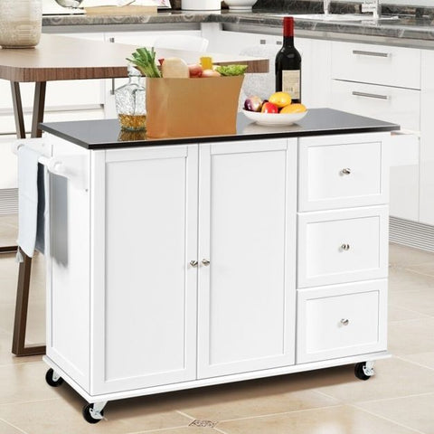 Elegant Kitchen Island Cart with Sleek Modern Design and Multiple Storage Drawers