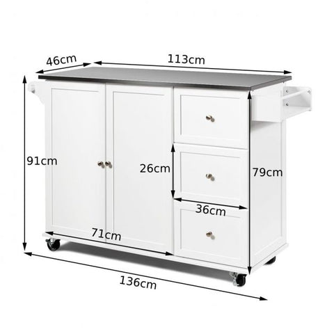 Elegant Kitchen Island Cart with Sleek Modern Design and Multiple Storage Drawers