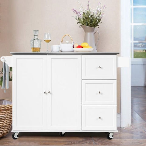 Elegant Kitchen Island Cart with Sleek Modern Design and Multiple Storage Drawers
